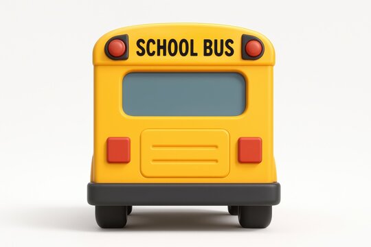 Yellow School Bus: A cheerful yellow school bus is seen from its back side. perfect for representing education and youth, this image exudes a feeling of safety and reliable transport.