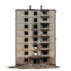Isolated Photo War Damaged Building on Transparent Background
