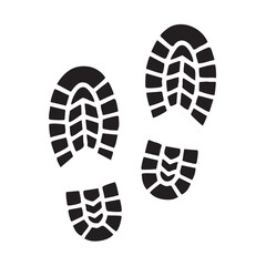 Black Shoe Print Silhouette on White Background Footprints with Tread Marks Isolated Footwear Impression Two