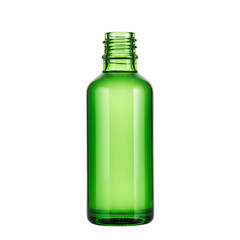 Isolated Green Glass Bottle on Black Background