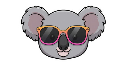 Fototapeta premium Playful Grey Koala Wearing Orange Pink Sunglasses Pixel Art