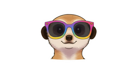 Fototapeta premium Playful Pixel Art Meerkat Wearing Rainbow Sunglasses