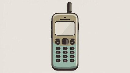 mobile phone with a long, stylized shadow, in a modern retro style