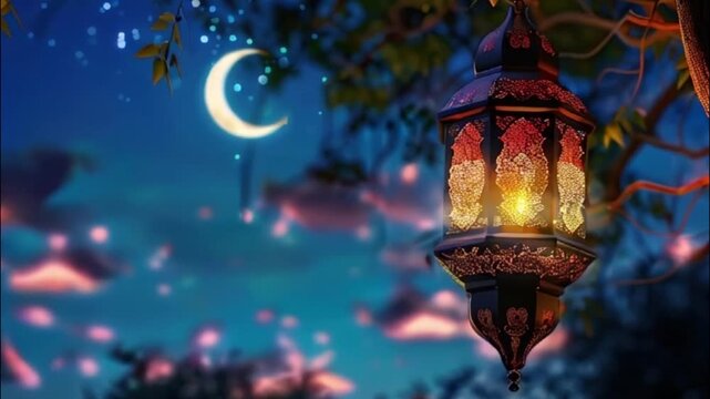 Beautiful greeting card with holiday composition for celebrate Ramadan