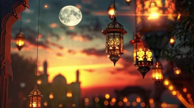 Beautiful greeting card with holiday composition for celebrate Ramadan