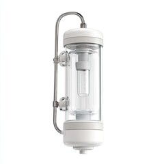 White cylindrical wall lamp with clear glass