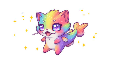 Rainbow Cat Fish Pixel Art