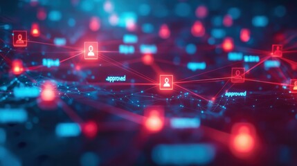 Data networking event showcasing approved connections digital space graphic visualization futuristic viewpoint