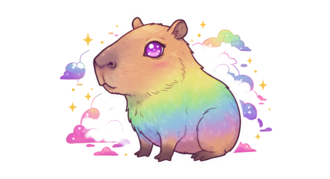 Rainbow Capybara Pixel Art Illustration