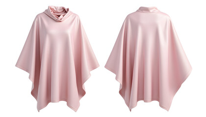 Pink Poncho with Cowl Neck Front and Back View