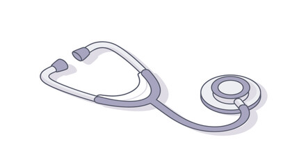 Isometric illustration of a stethoscope, a medical instrument used for auscultation.