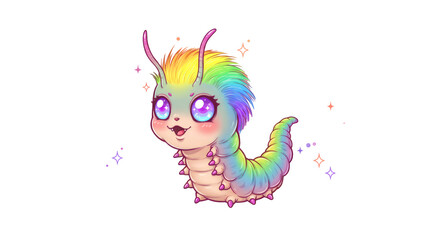 Obraz premium Rainbow Pixel Art Caterpillar Illustration