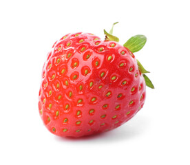 One fresh ripe strawberry isolated on white