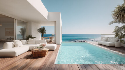 Fototapeta premium Luxury Cozy Villa with Private Pool and Natural Surroundings