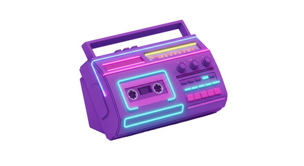 Obraz premium Retro Cassette Player Pixel Art with Neon Lights