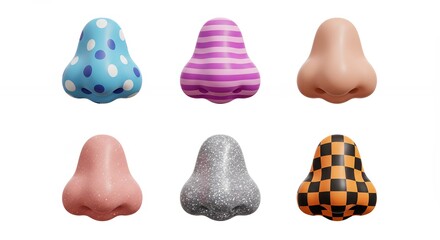 Various patterned nose shapes isolated background