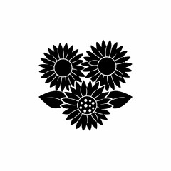 Fototapeta premium creative Sunflowers Icon vector silhouette illustration isolated on white background