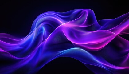 Fototapeta premium Abstract Flowing Purple Fabric, Wave Pattern with Lines and Gradient on Transparent Background