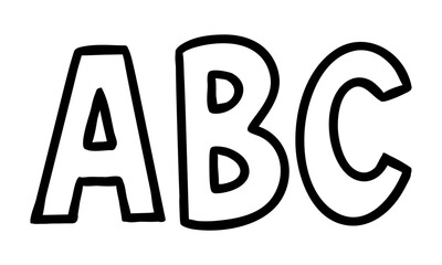 Bold Outline ABC Letters in Doodle Style. Simple ABC letters in bold black outline doodle style. Ideal for kids’ learning, coloring pages, educational posters, and creative school projects.