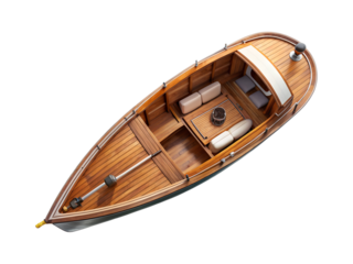 aerial view of a wooden boat png image on transparent background