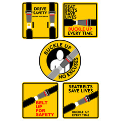 Seat belts lives, sticker vector
