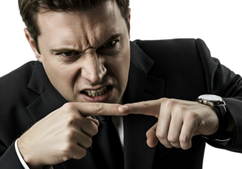 Isolated Photo Aggressive Businessman in Suit