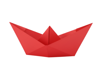 Isolated Photo Red Origami Paper Boat