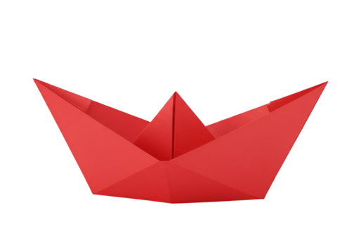 Isolated Photo Red Origami Paper Boat - Powered by Adobe