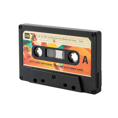 Naklejka premium Isolated Photo of Black Audio Cassette Tape