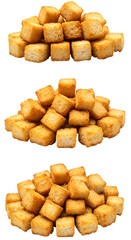 Isolated Photo Croutons Bread Crumbs On Black Background