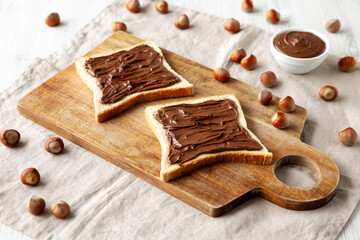 Homemade Chocolate Hazelnut Toast, side view.