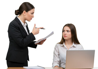 Isolated Photo of Businesswoman Scolding Employee