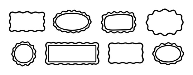 Obraz premium Hand drawn frames set black and white icon clean line art, doodle style. Ideal for logo, tattoo, app, coloring book, web design, infographics, banner, poster, and more. Vector illustration