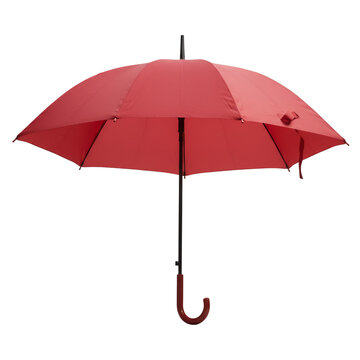 Isolated Photo Red Umbrella Open on Black Background