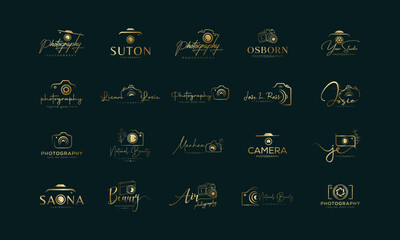 Photography Logo Bundle Gold Camera Badges and Branding Designs
