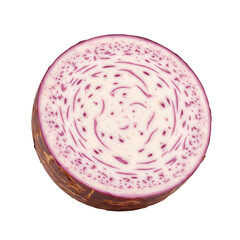 Fototapeta premium Isolated Photo Realistic Purple Yam Slice on Black Background