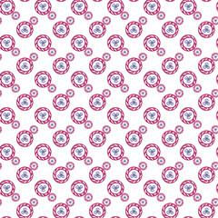 Seamless Pattern Featuring Colorful Circular Floral and Nature-inspired Motifs