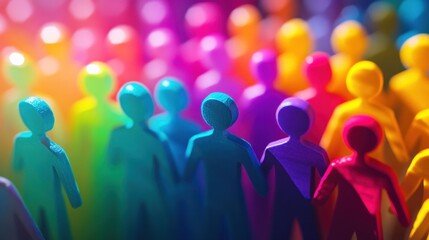 Vibrant Colorful Crowd of Miniature Figures Symbolizing Diversity, Community, and Inclusion in a Playful Representation of Togetherness