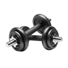 Isolated Photo Two Black Dumbbells Fitness
