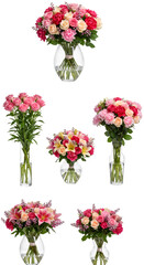 Obraz premium Isolated Set of Pink Flower Bouquets Illustration