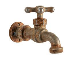Isolated Photo Rusty Faucet on Transparent Background