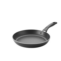 Isolated Png Frying Pan with Black Handle on Transparent Background