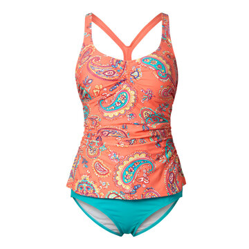 Isolated Photo Two Piece Tankini Swimsuit with Paisley Print