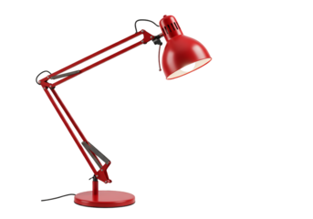 Isolated Photo of Red Adjustable Desk Lamp on Transparent PNG