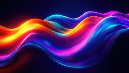 Fototapeta premium Glowing Wavy Lines with Vibrant Gradient Colors Over Transparent Background