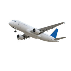 Isolated Photo White And Blue Airplane In Flight