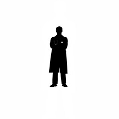 Doctor with arms crossed silhouette on white background