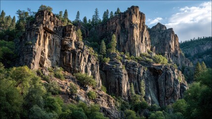 Naklejka premium Majestic rock formations scenic mountain range photography natural environment wide-angle view outdoor landscape