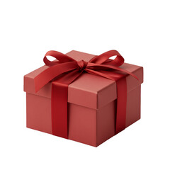 Obraz premium Isolated Red Gift Box with Red Ribbon on Transparent PNG Background