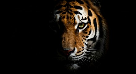 Fototapeta premium An authentic photograph of a tiger's face in close-up